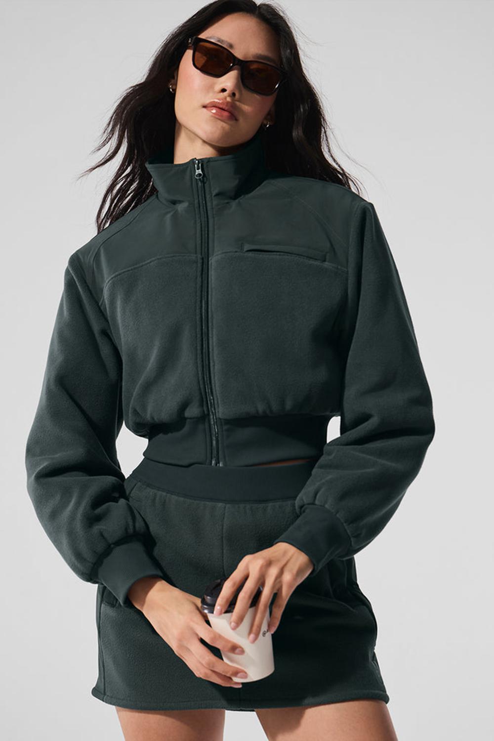 Chamarras Alo Yoga Polar Fleece Cropped Wintry Mix Mujer Verdes | Mexico  MFI-352084
