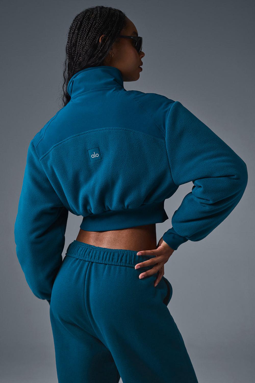 Chamarras Alo Yoga Polar Fleece Cropped Wintry Mix Mujer Azules | Mexico  EOT-608931