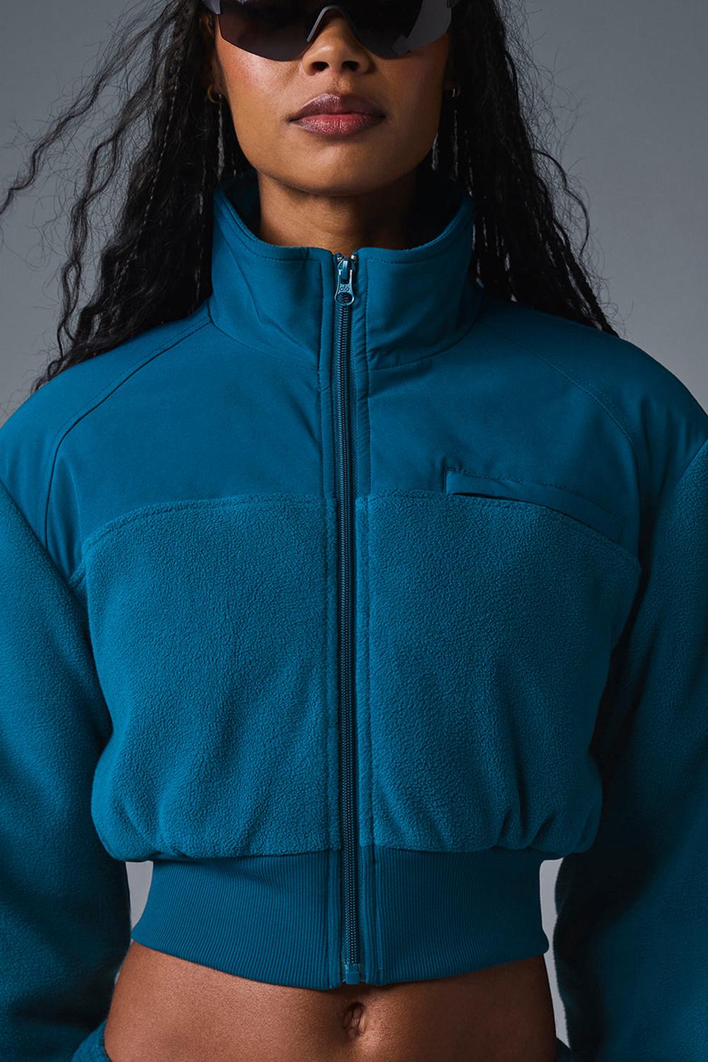 Chamarras Alo Yoga Polar Fleece Cropped Wintry Mix Mujer Azules | Mexico  EOT-608931