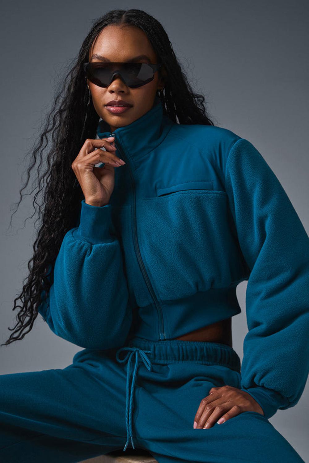 Chamarras Alo Yoga Polar Fleece Cropped Wintry Mix Mujer Azules | Mexico  EOT-608931