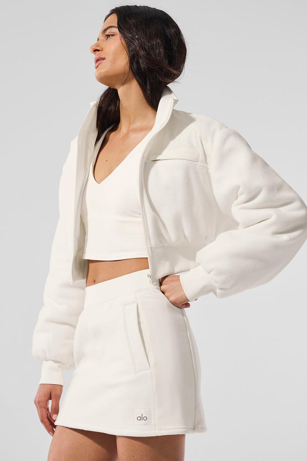 Chamarras Alo Yoga Polar Fleece Cropped Wintry Mix Mujer Ivory | Mexico  MCT-436987