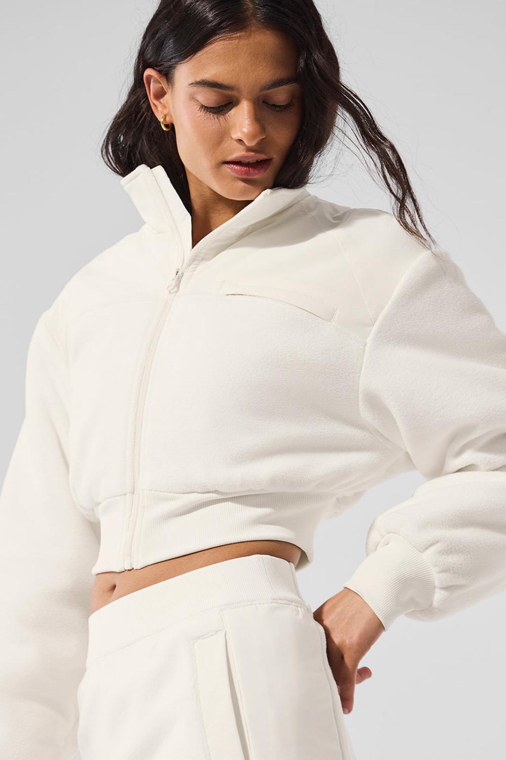 Chamarras Alo Yoga Polar Fleece Cropped Wintry Mix Mujer Ivory | Mexico  MCT-436987