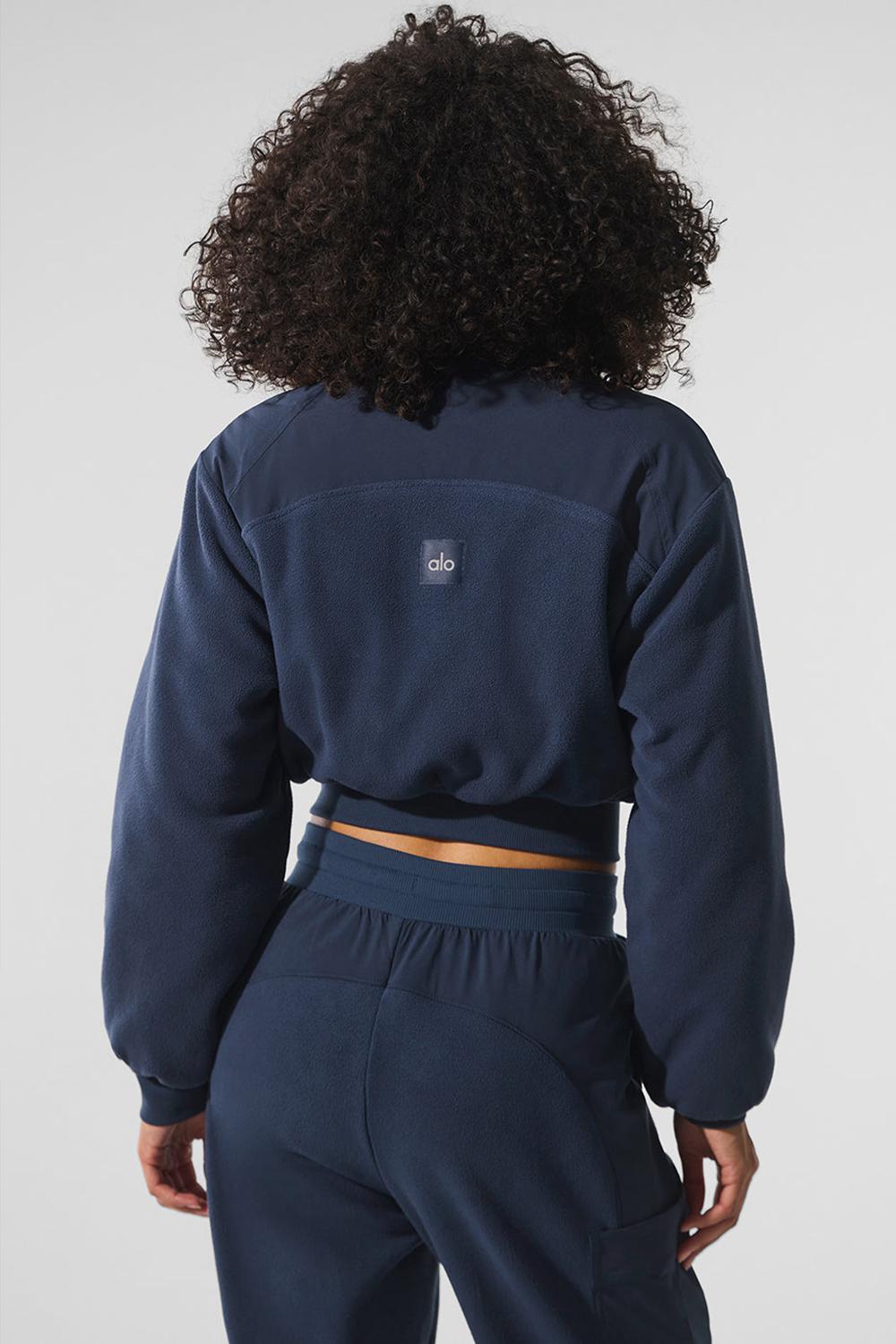 Chamarras Alo Yoga Polar Fleece Cropped Wintry Mix Mujer Azul Marino | Mexico  HEV-405378