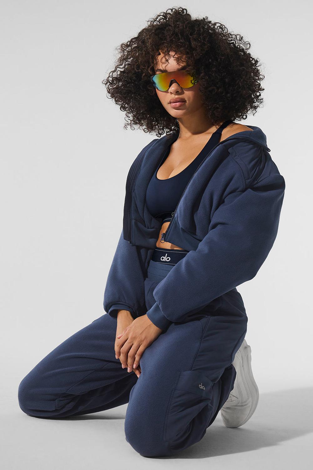 Chamarras Alo Yoga Polar Fleece Cropped Wintry Mix Mujer Azul Marino | Mexico  HEV-405378