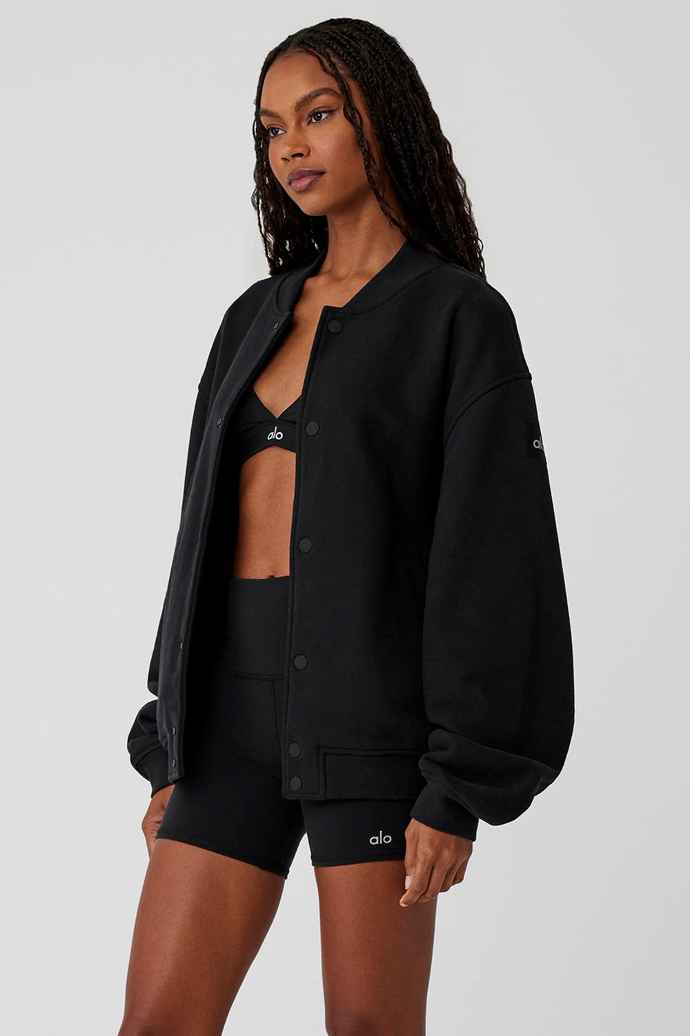 Chamarras Alo Yoga Renown Varsity Mujer Negros | Mexico  ATO-349602