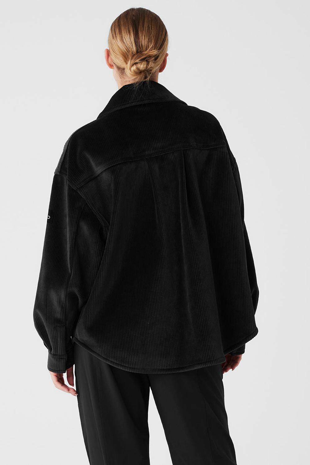 Chamarras Alo Yoga Ribbed Velour Mountain Side Shacket Mujer Negros | Mexico  BPU-627935