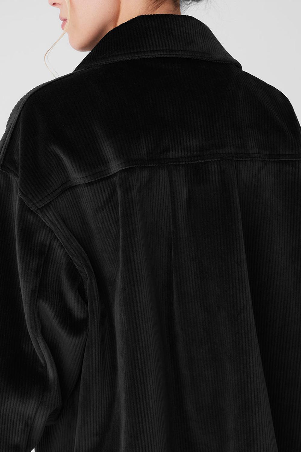Chamarras Alo Yoga Ribbed Velour Mountain Side Shacket Mujer Negros | Mexico  BPU-627935