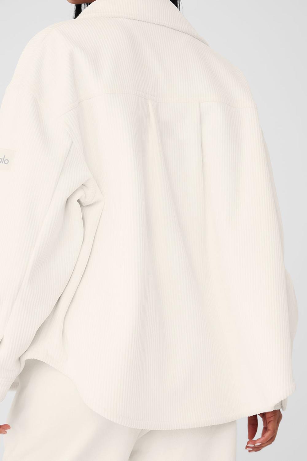 Chamarras Alo Yoga Ribbed Velour Mountain Side Shacket Mujer Ivory | Mexico  GPH-234618