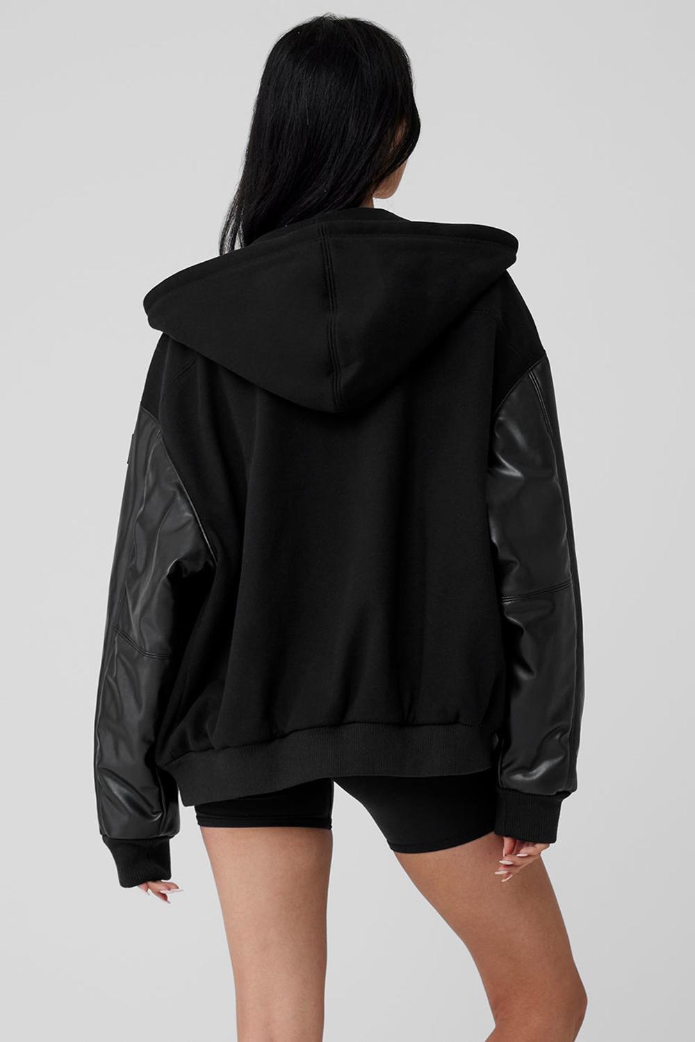 Chamarras Alo Yoga Select Hooded Bomber Mujer Negros | Mexico  QRF-706839