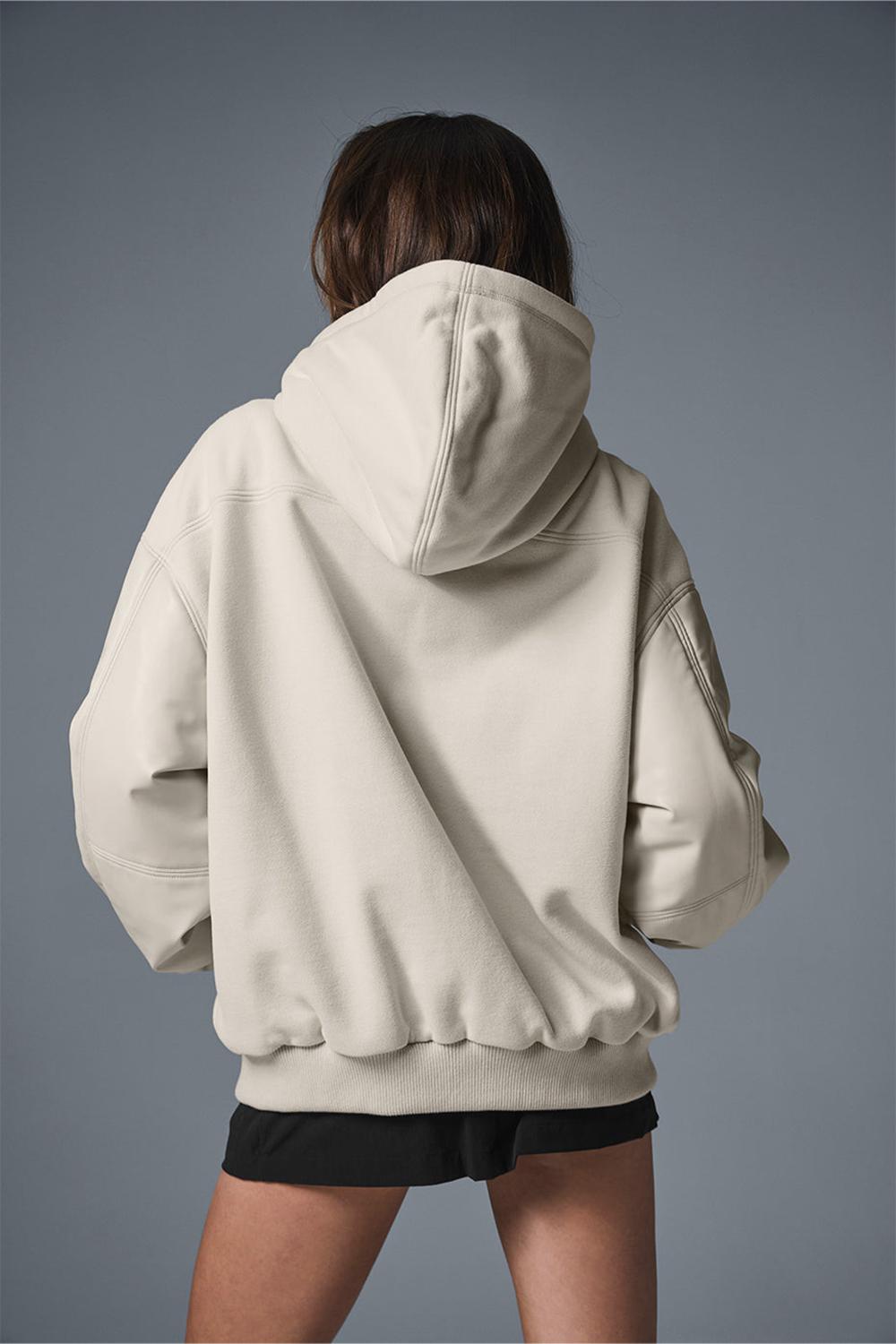 Chamarras Alo Yoga Select Hooded Bomber Mujer Bone | Mexico  ZEM-768340