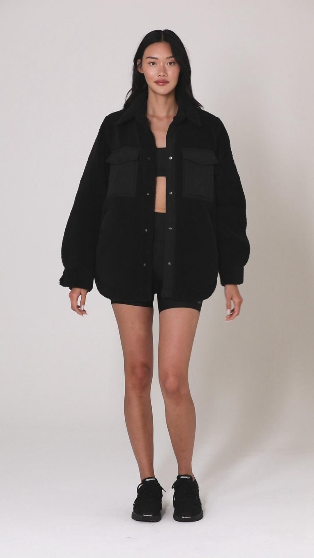 Chamarras Alo Yoga Sherpa Edge Shacket Mujer Negros | Mexico  ZHA-784630