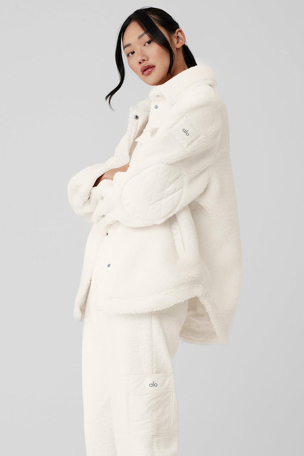 Chamarras Alo Yoga Sherpa Edge Shacket Mujer Ivory | Mexico  PIU-865019