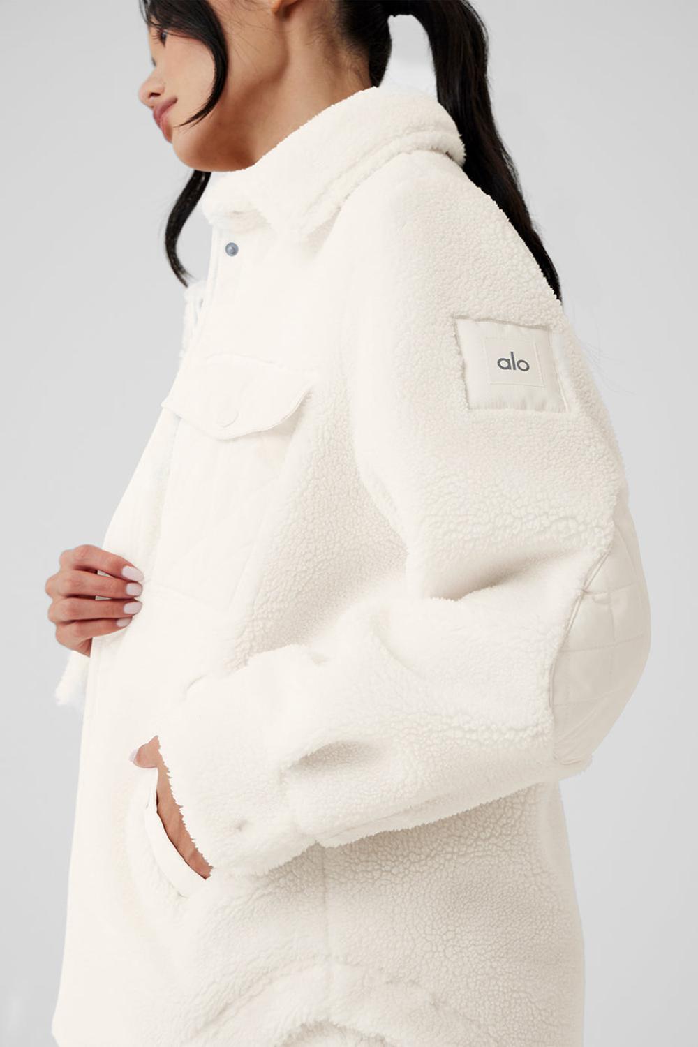Chamarras Alo Yoga Sherpa Edge Shacket Mujer Ivory | Mexico  PIU-865019