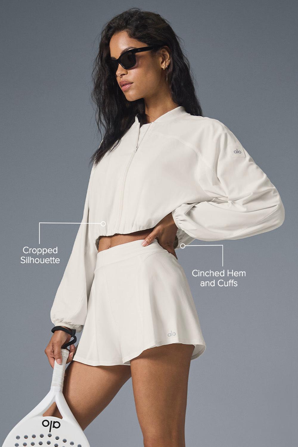 Chamarras Alo Yoga Tiebreaker Mujer Ivory | Mexico  ZPB-723964