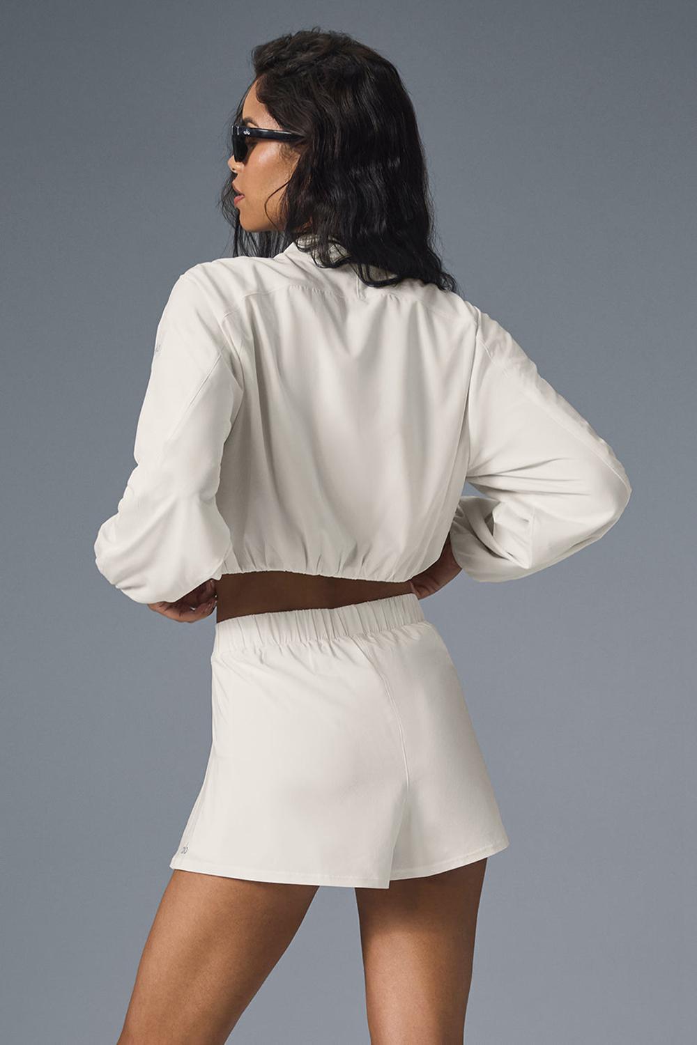 Chamarras Alo Yoga Tiebreaker Mujer Ivory | Mexico  ZPB-723964