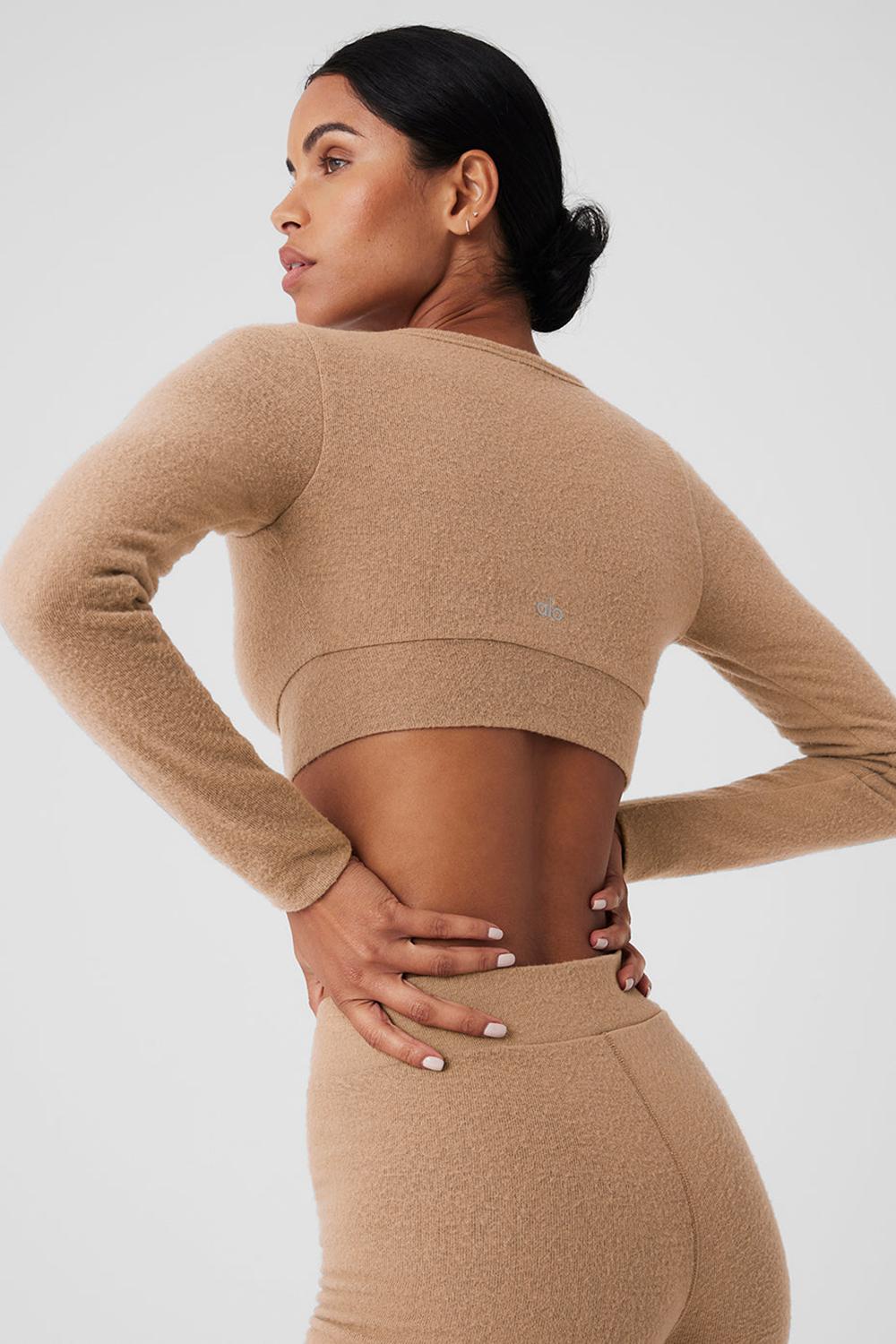 Cárdigan Alo Yoga Alolux Cropped Me Time Mujer Toasted Almond | Mexico  RPB-350941