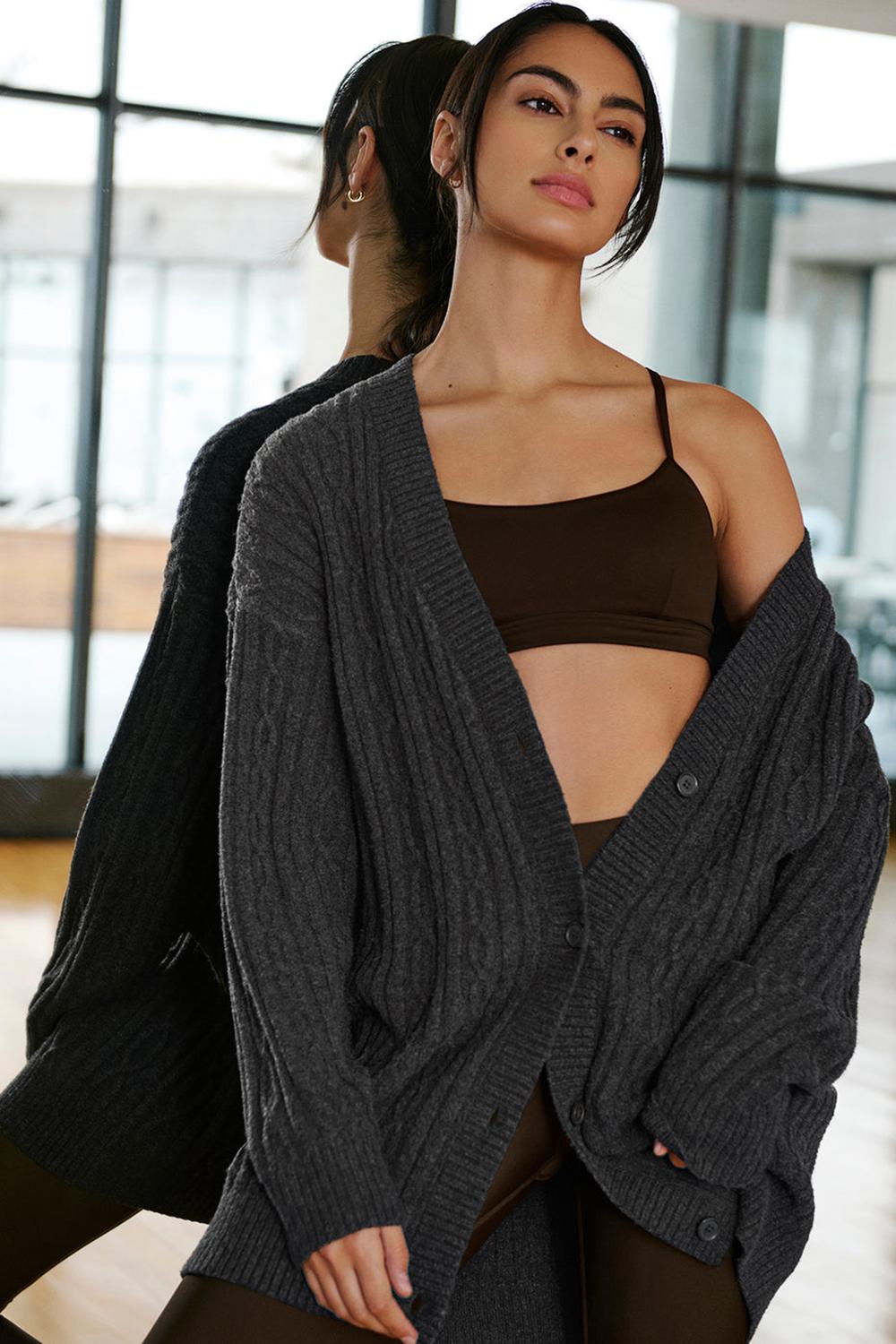 Cárdigan Alo Yoga Cable Knit Winter Bliss Mujer Azules Grises | Mexico  UEL-916230