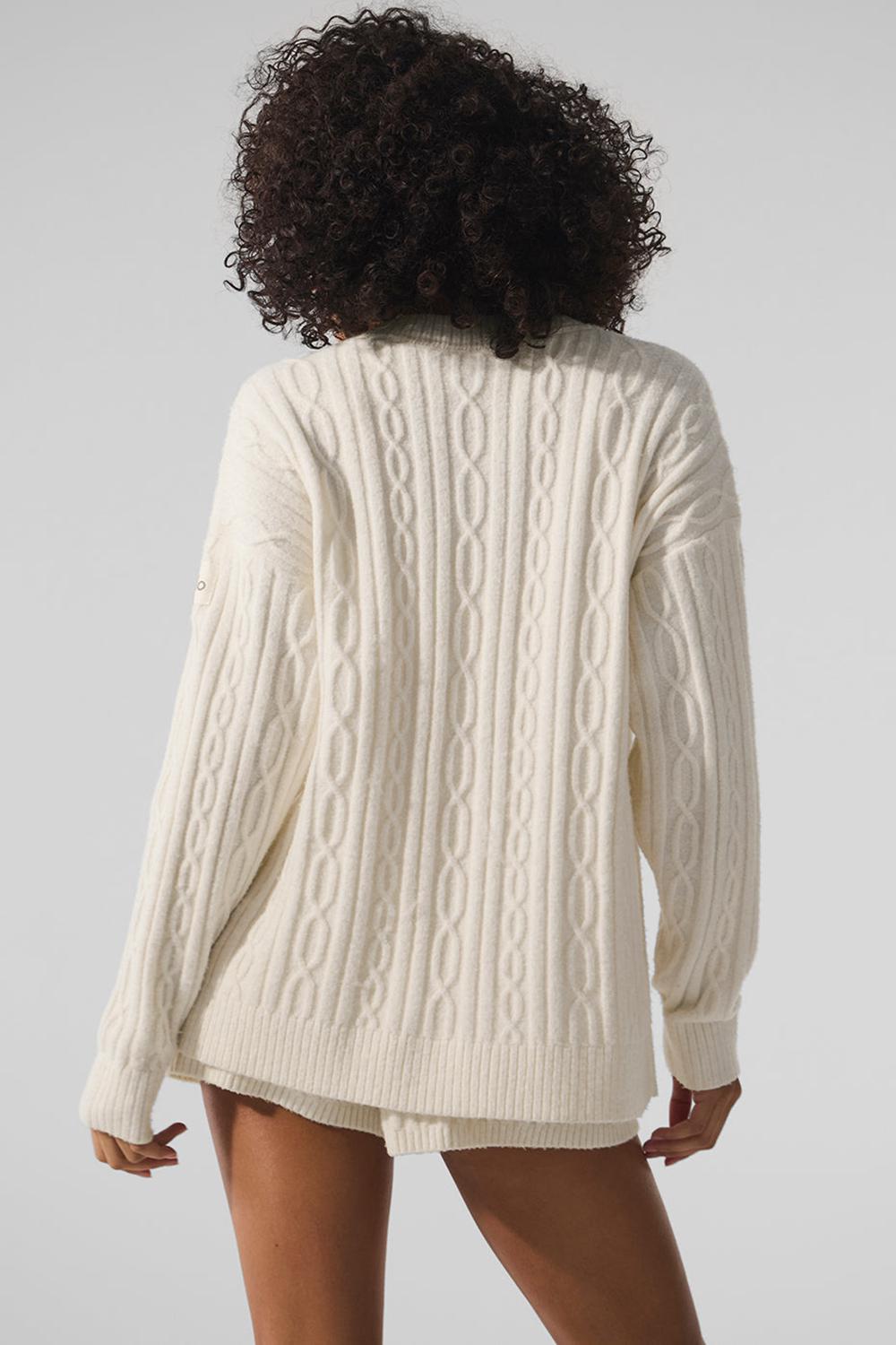 Cárdigan Alo Yoga Cable Knit Winter Bliss Mujer Ivory | Mexico  HXD-139460