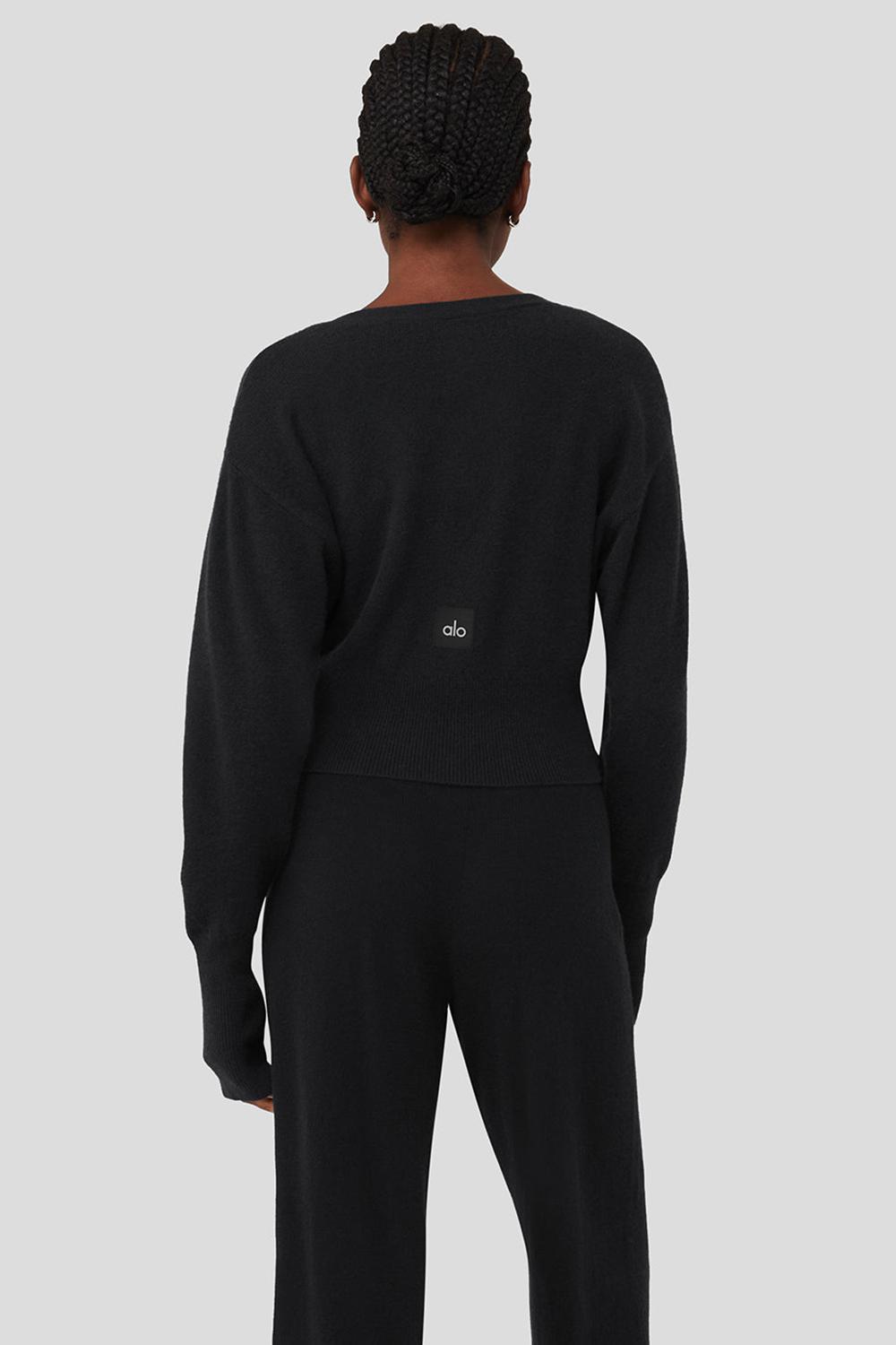 Cárdigan Alo Yoga Cashmere Jet Set Mujer Negros | Mexico  EFH-370689