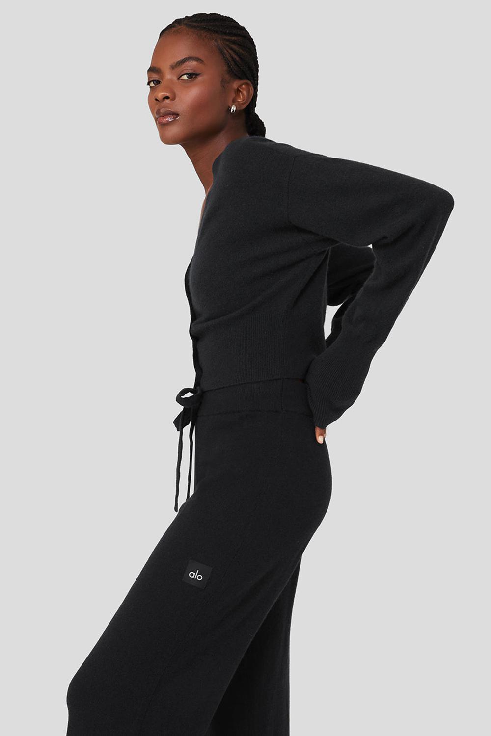 Cárdigan Alo Yoga Cashmere Jet Set Mujer Negros | Mexico  EFH-370689