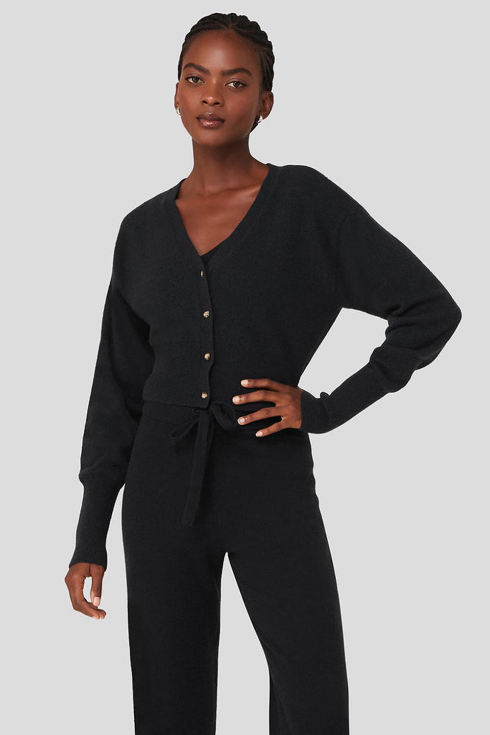 Cárdigan Alo Yoga Cashmere Jet Set Mujer Negros | Mexico  EFH-370689