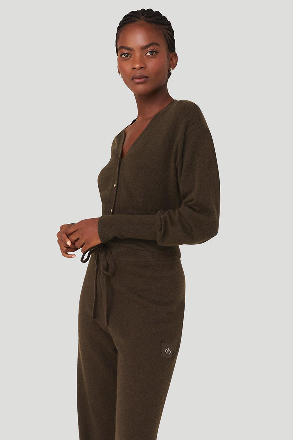 Cárdigan Alo Yoga Cashmere Jet Set Mujer Espresso | Mexico  ZKC-279056