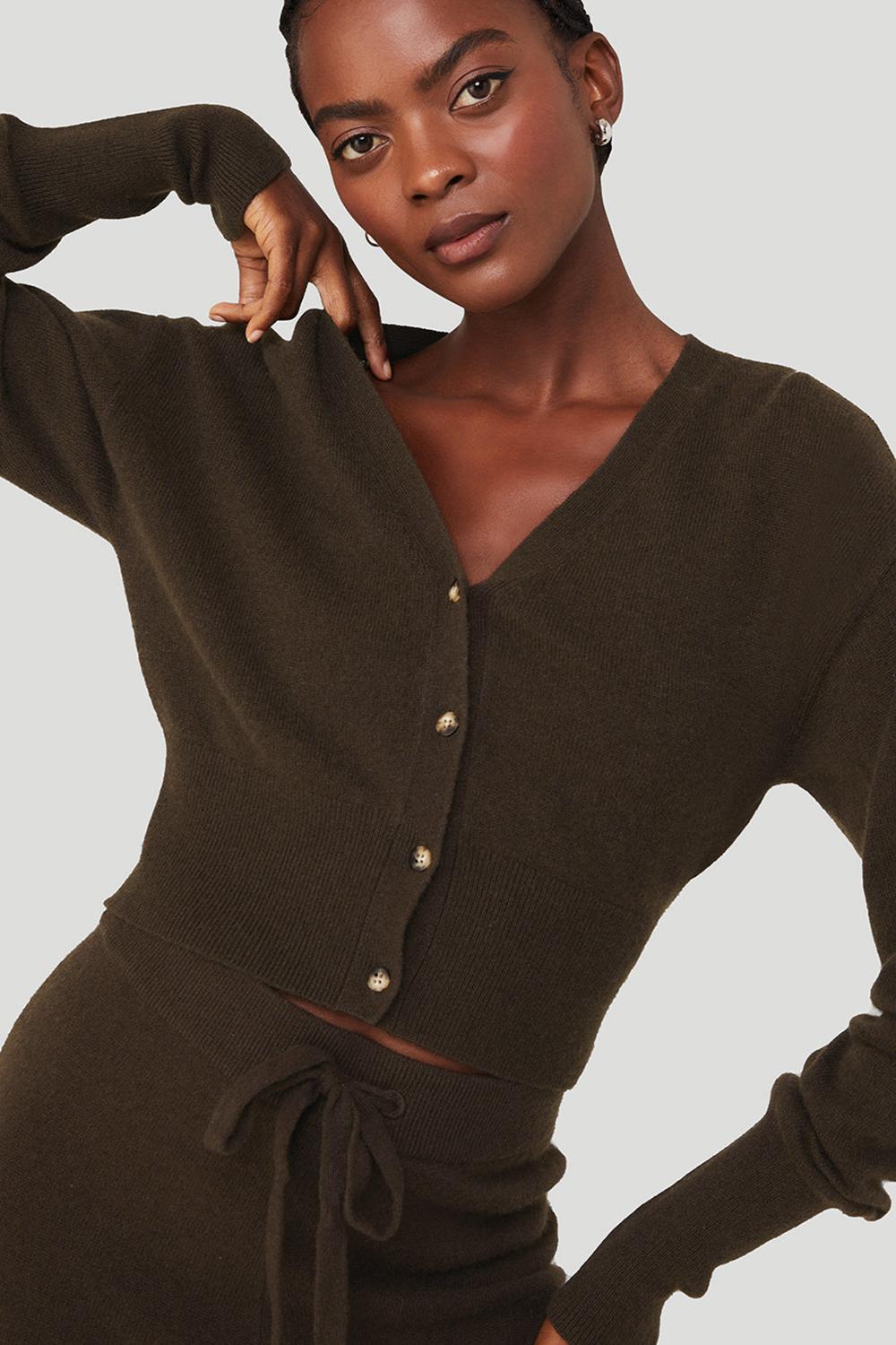 Cárdigan Alo Yoga Cashmere Jet Set Mujer Espresso | Mexico  ZKC-279056
