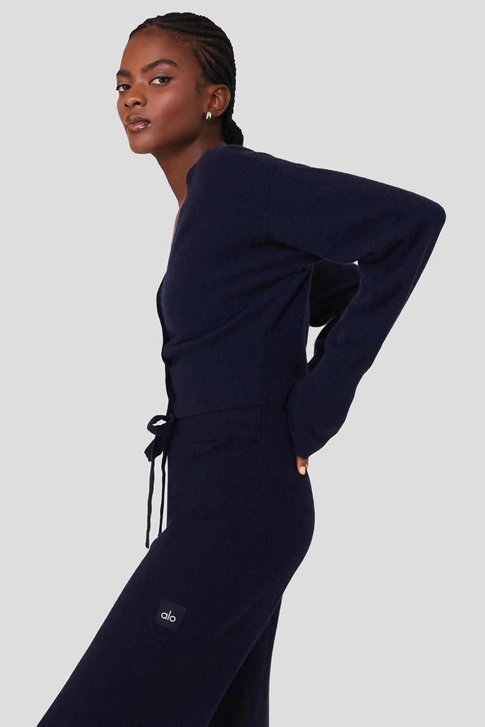 Cárdigan Alo Yoga Cashmere Jet Set Mujer Azul Marino | Mexico  ZHT-457623