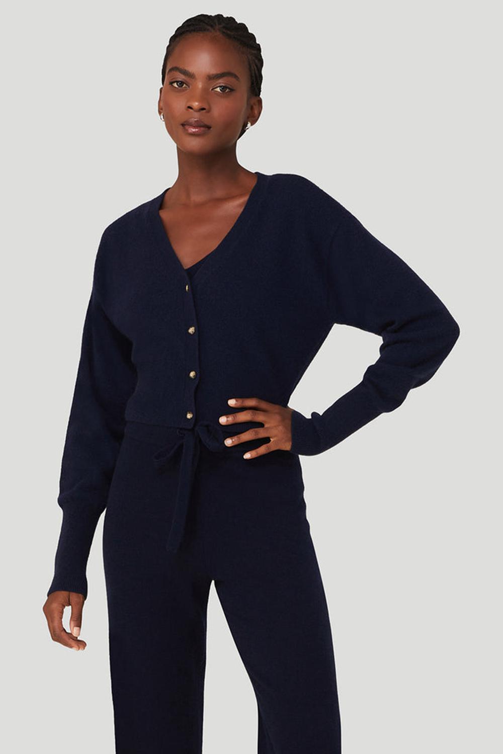 Cárdigan Alo Yoga Cashmere Jet Set Mujer Azul Marino | Mexico  ZHT-457623
