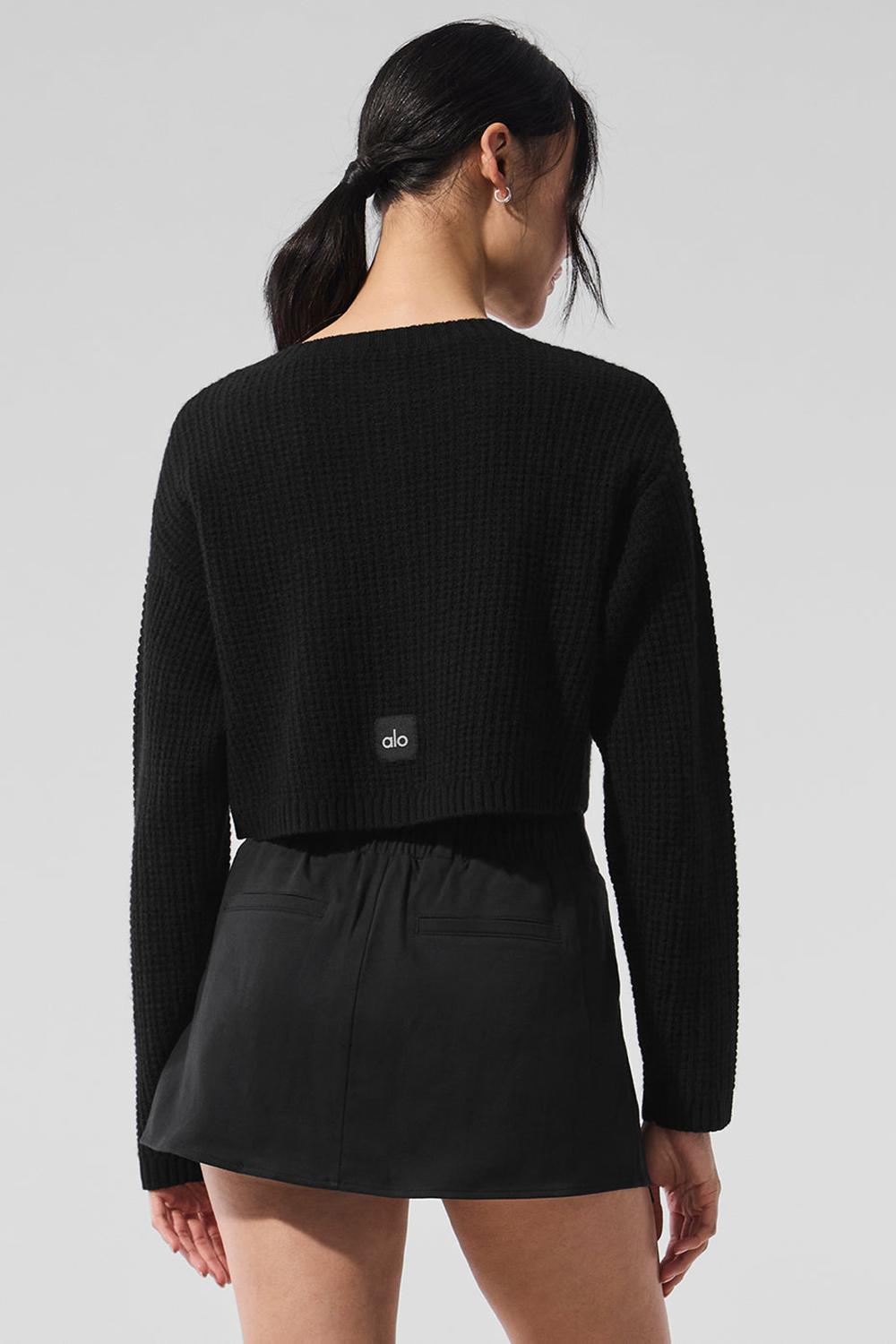 Cárdigan Alo Yoga Cashmere Plush Waffle Mujer Negros | Mexico  ATU-180359