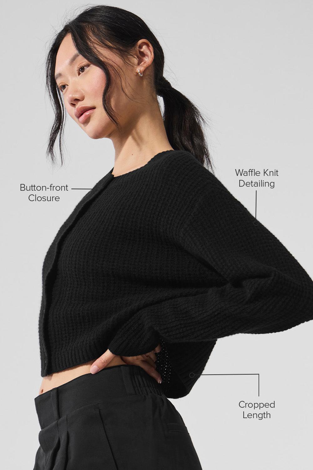 Cárdigan Alo Yoga Cashmere Plush Waffle Mujer Negros | Mexico  ATU-180359