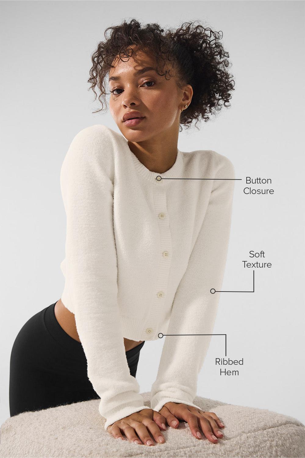 Cárdigan Alo Yoga Snuggle Up Sweater Cropped Mujer Ivory | Mexico  WMX-246509