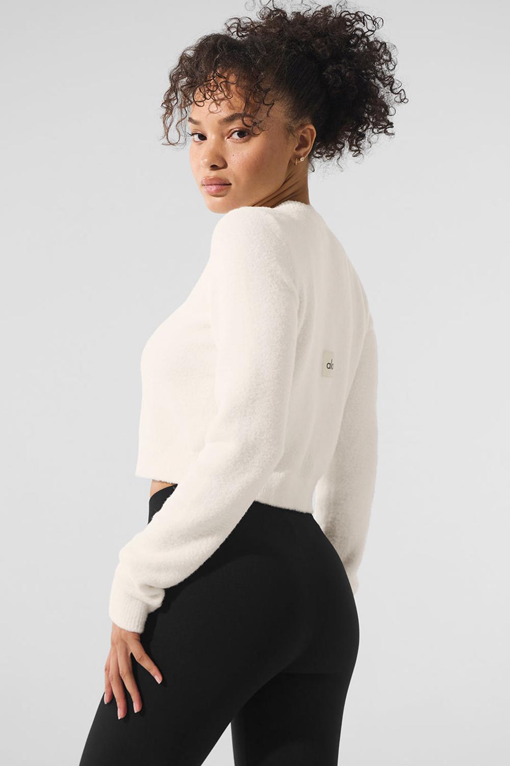 Cárdigan Alo Yoga Snuggle Up Sweater Cropped Mujer Ivory | Mexico  WMX-246509