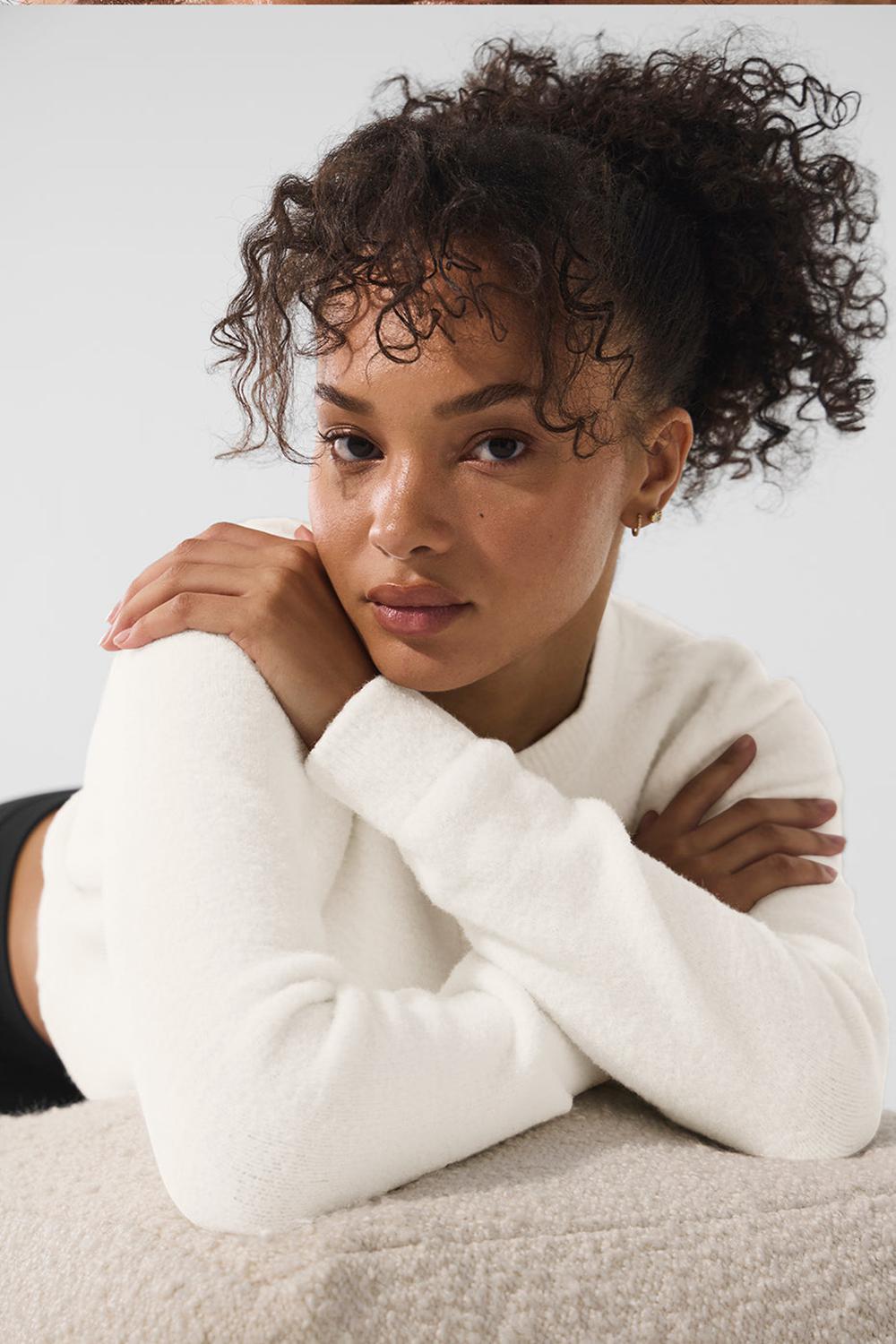 Cárdigan Alo Yoga Snuggle Up Sweater Cropped Mujer Ivory | Mexico  WMX-246509