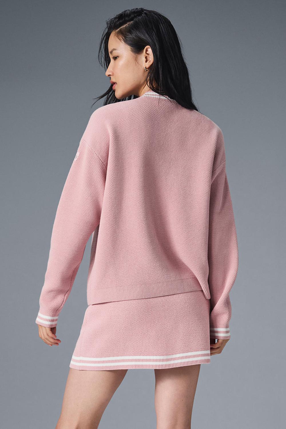 Cárdigan Alo Yoga Tennis Club Sweater Knit Mujer Rosas Blancos | Mexico  EBW-971086