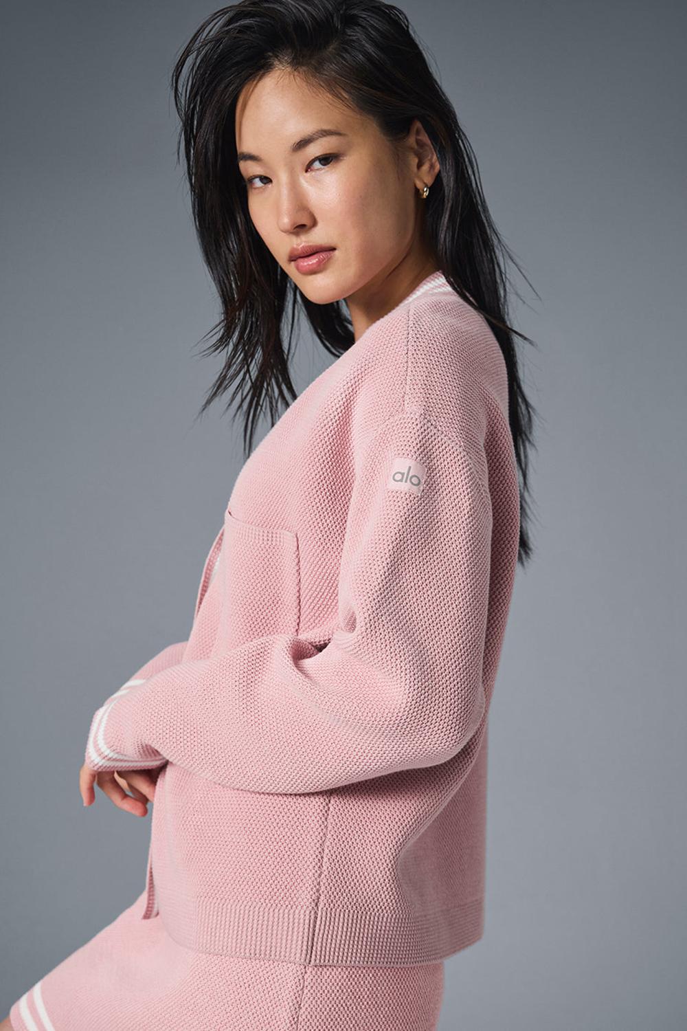 Cárdigan Alo Yoga Tennis Club Sweater Knit Mujer Rosas Blancos | Mexico  EBW-971086