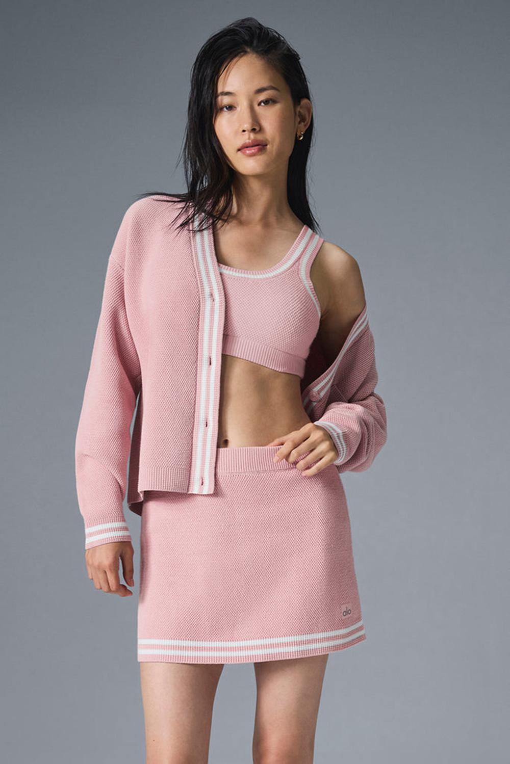 Cárdigan Alo Yoga Tennis Club Sweater Knit Mujer Rosas Blancos | Mexico  EBW-971086