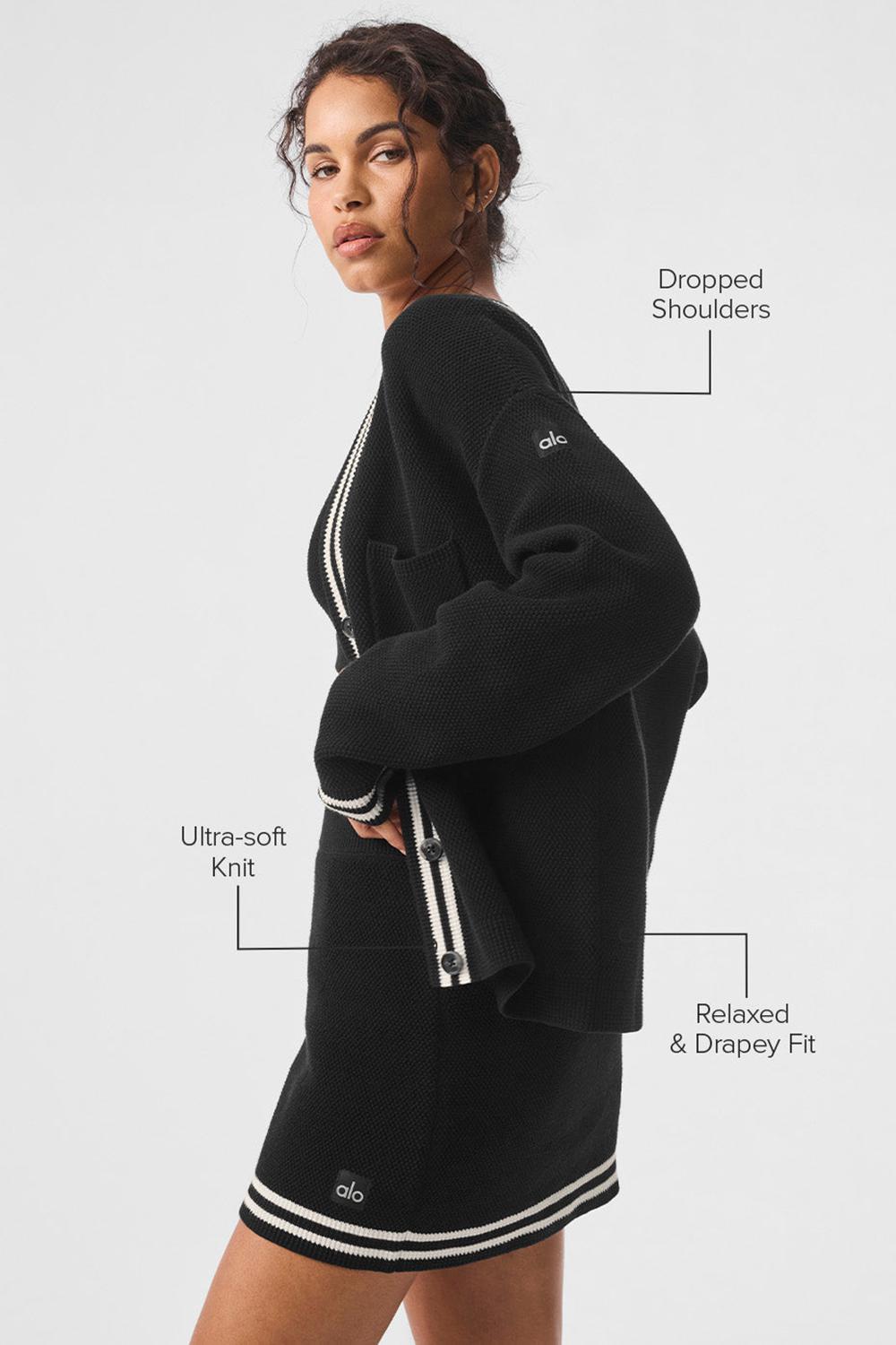 Cárdigan Alo Yoga Tennis Club Sweater Knit Mujer Negros | Mexico  JAZ-974563