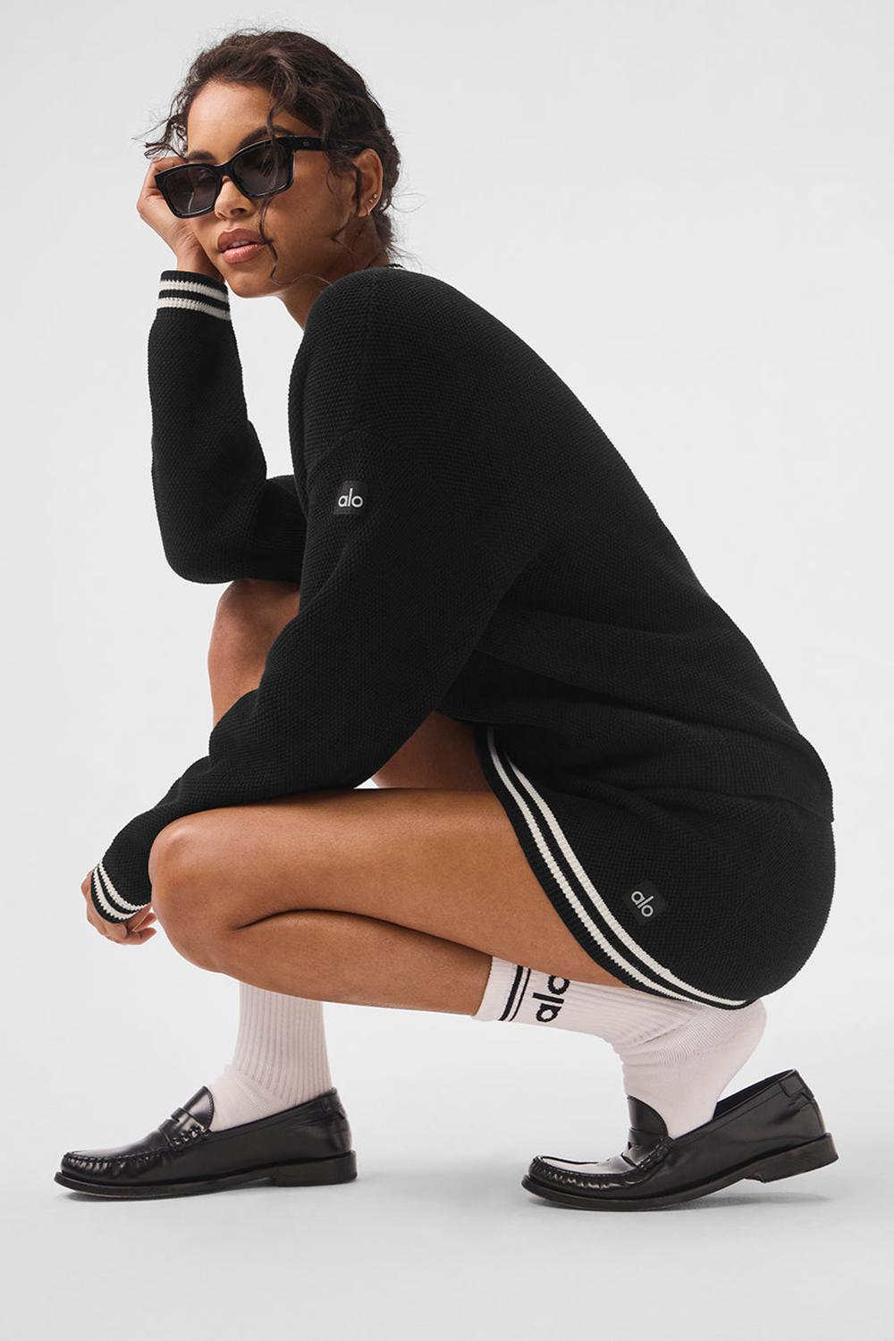Cárdigan Alo Yoga Tennis Club Sweater Knit Mujer Negros | Mexico  JAZ-974563