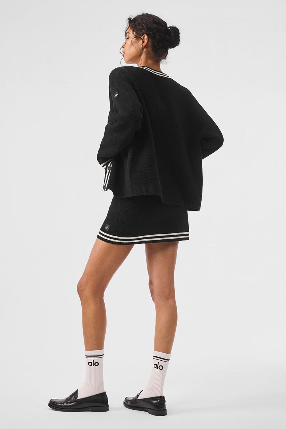 Cárdigan Alo Yoga Tennis Club Sweater Knit Mujer Negros | Mexico  JAZ-974563