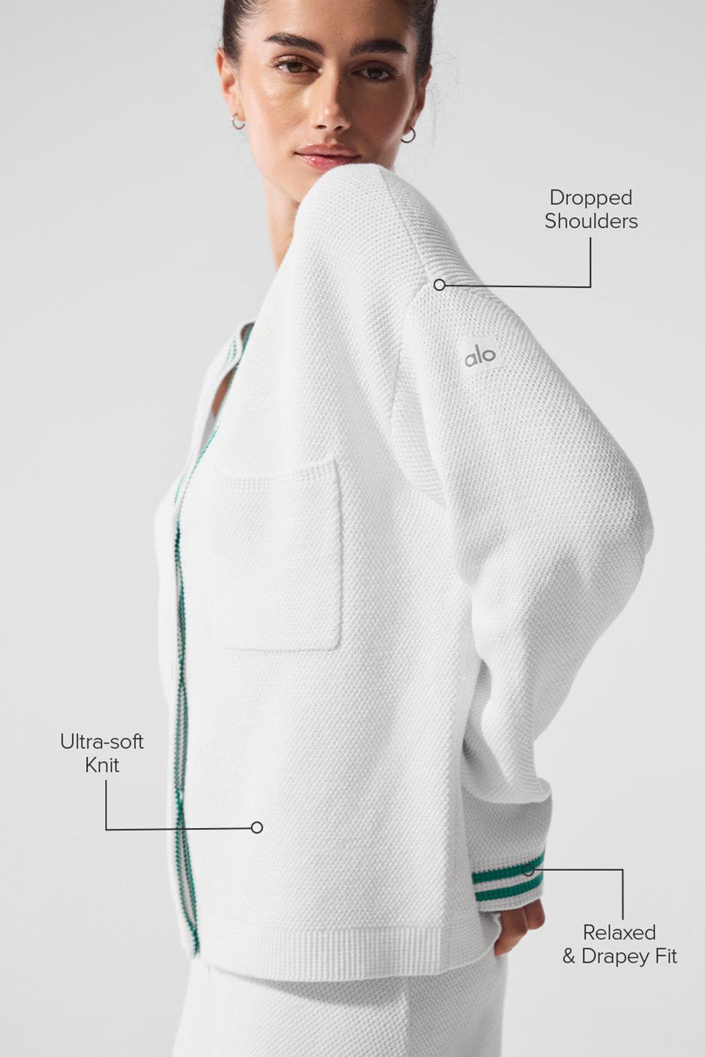 Cárdigan Alo Yoga Tennis Club Sweater Knit Mujer Blancos Verdes | Mexico  XCJ-389401
