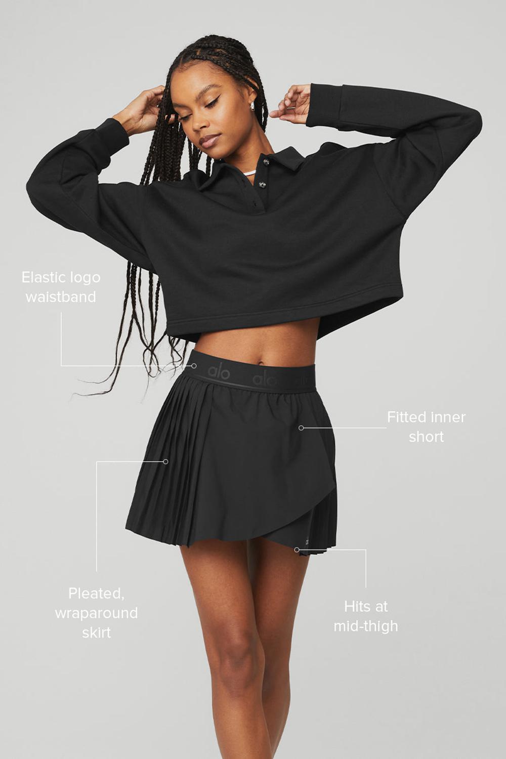 Falda Alo Yoga Aces Tennis Mujer Negros | Mexico  BWL-172963