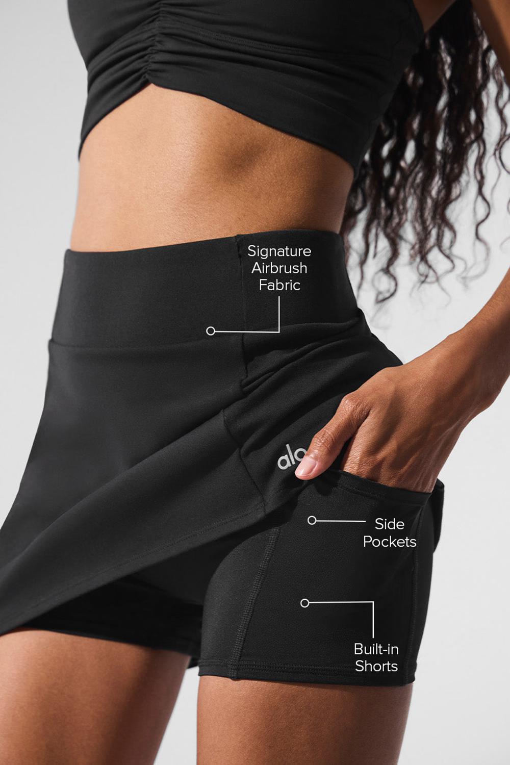 Falda Alo Yoga Airbrush High-Waist Good Form Tennis Mujer Negros | Mexico  XSB-951862