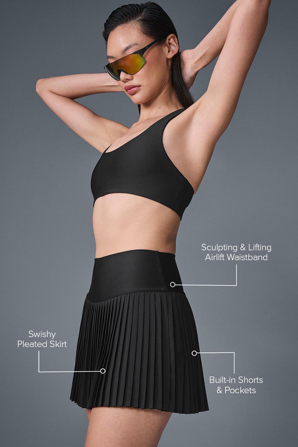 Falda Alo Yoga Grand Slam Tennis Mujer Negros | Mexico  PET-681235