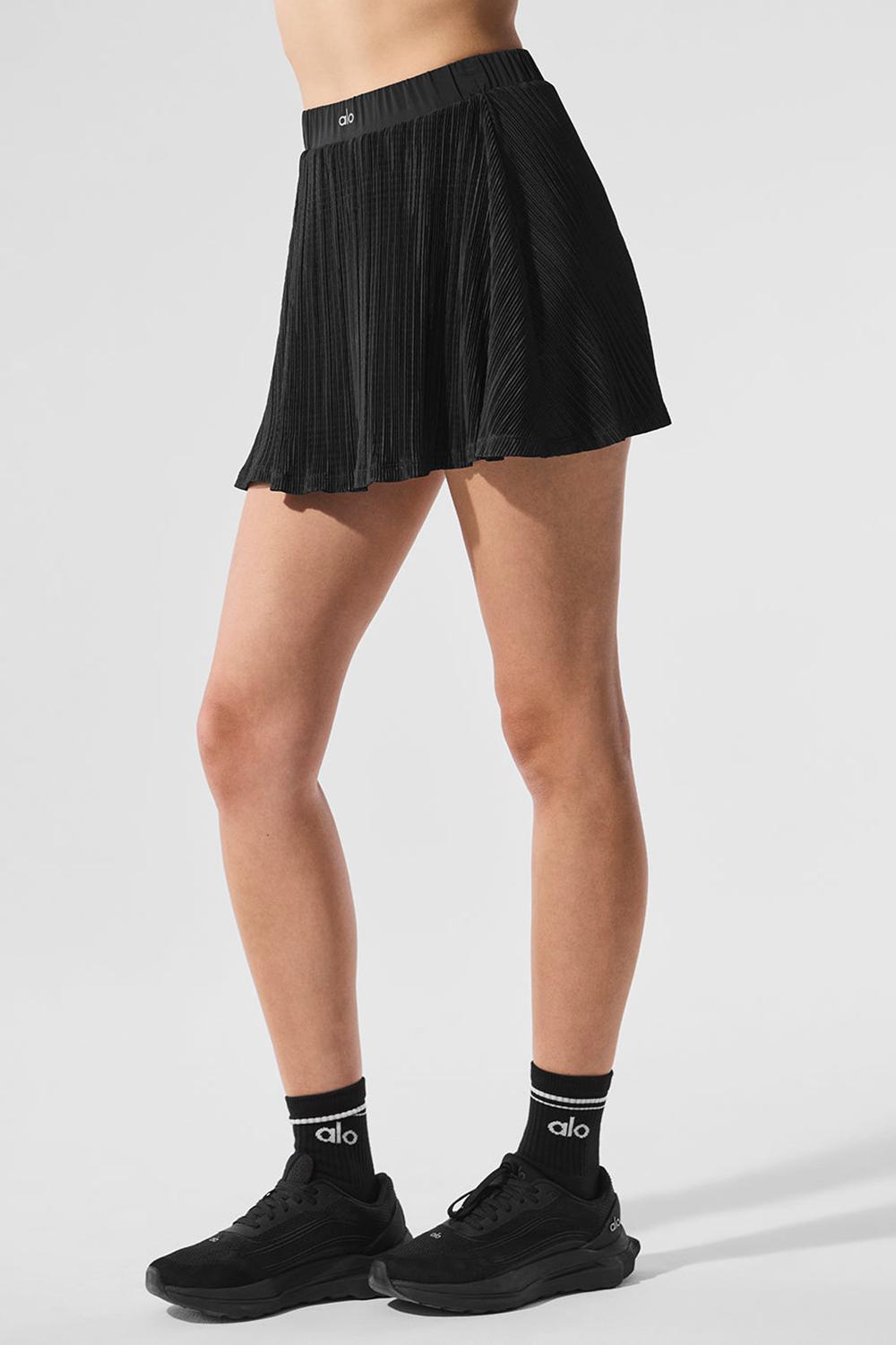 Falda Alo Yoga Micro Plisse Tennis Mujer Negros | Mexico  ICV-682570