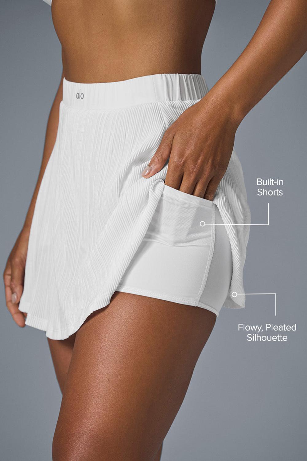 Falda Alo Yoga Micro Plisse Tennis Mujer Blancos | Mexico  XCT-024869