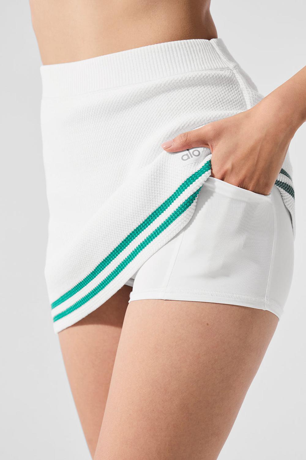Falda Alo Yoga Tennis Club Sweater Knit Mujer Blancos Verdes | Mexico  OIL-736291