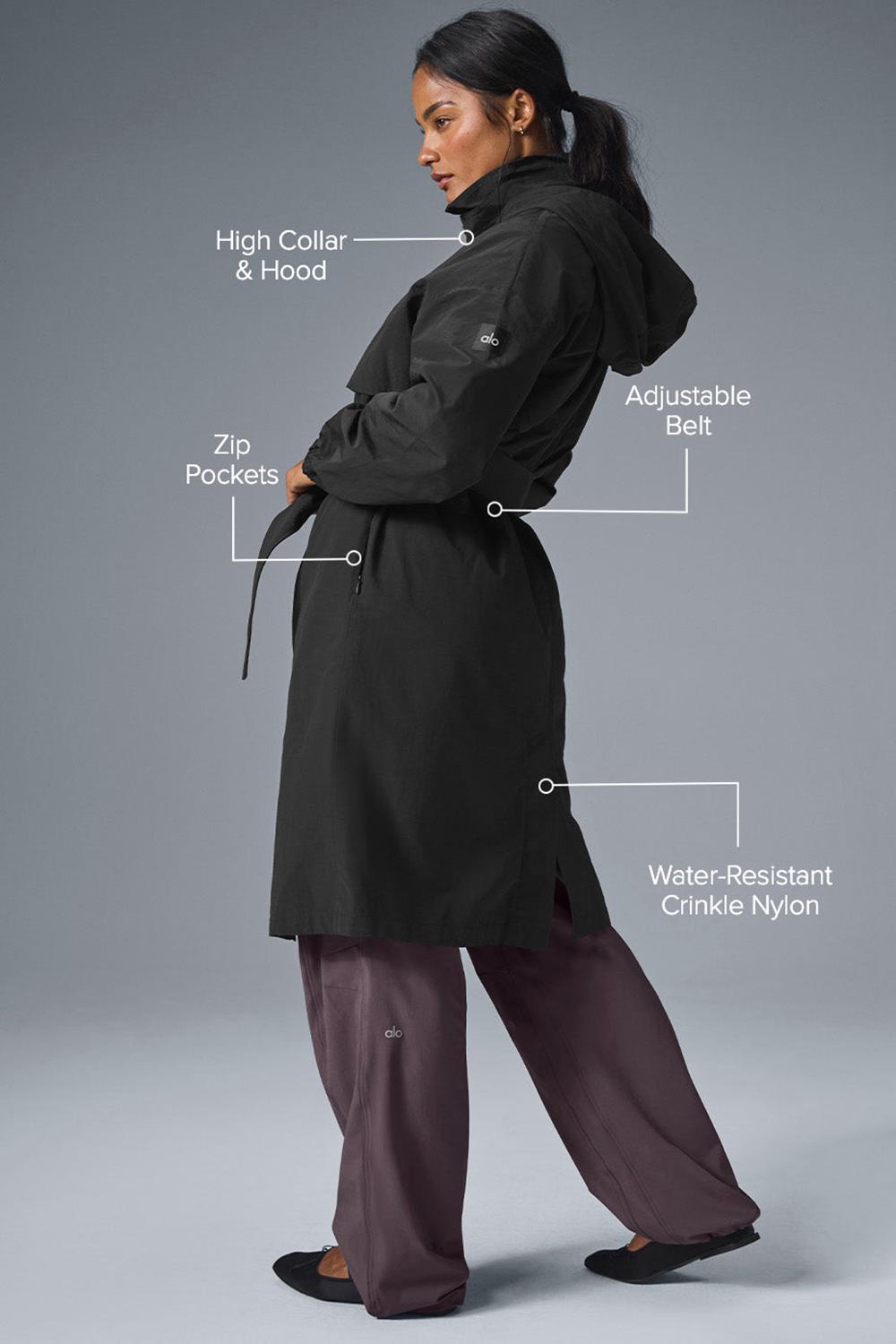 Gabardina Alo Yoga Crinkle On The Move Mujer Negros | Mexico  VBY-091584