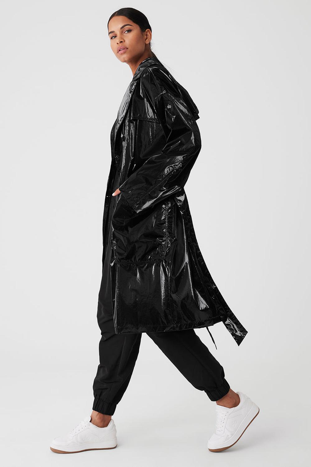 Gabardina Alo Yoga Metallic Break Line Mujer Negros | Mexico  UVJ-132987