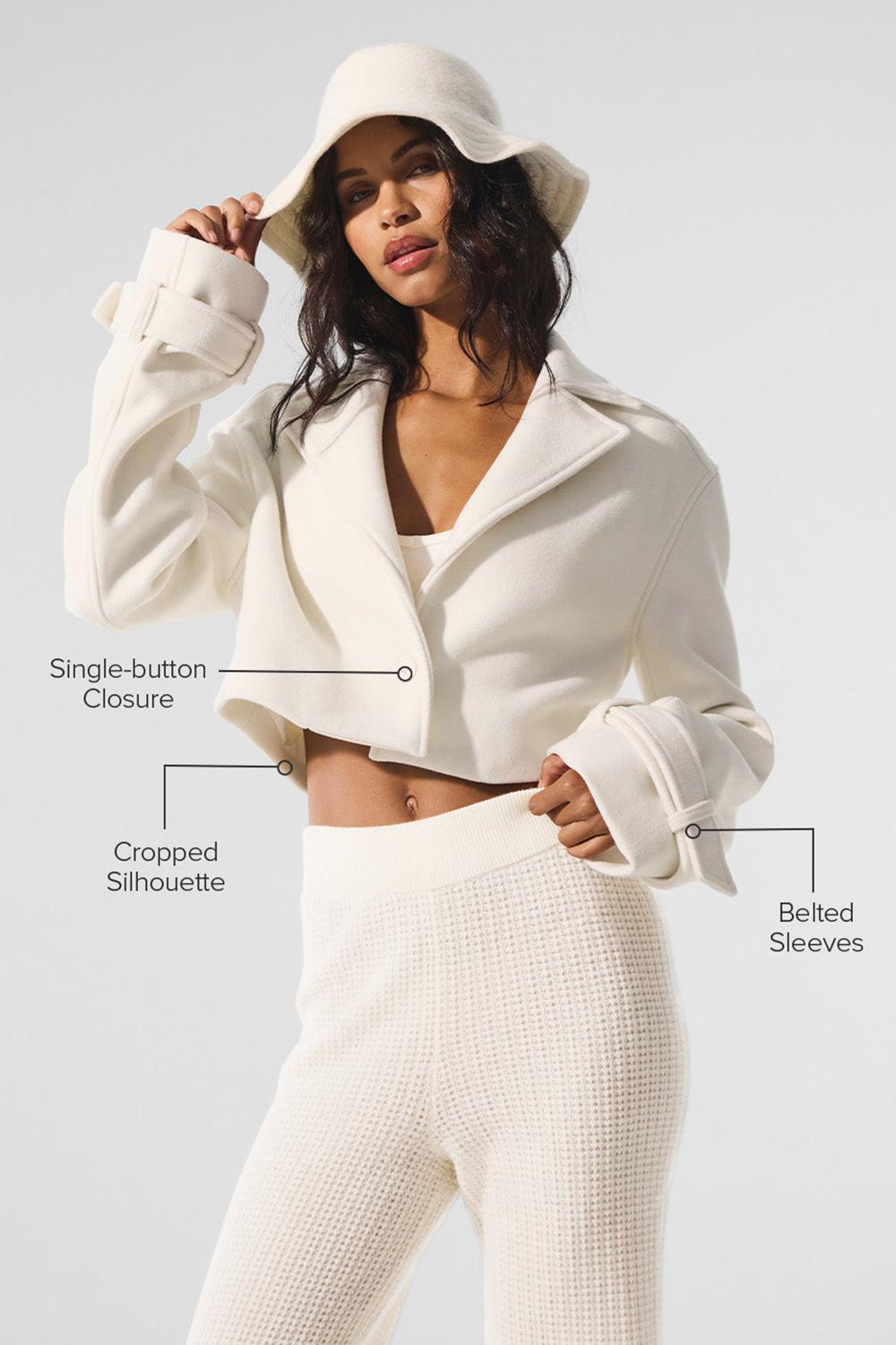 Gabardina Alo Yoga Wool Cropped Metro Mujer Ivory | Mexico  VJZ-415870